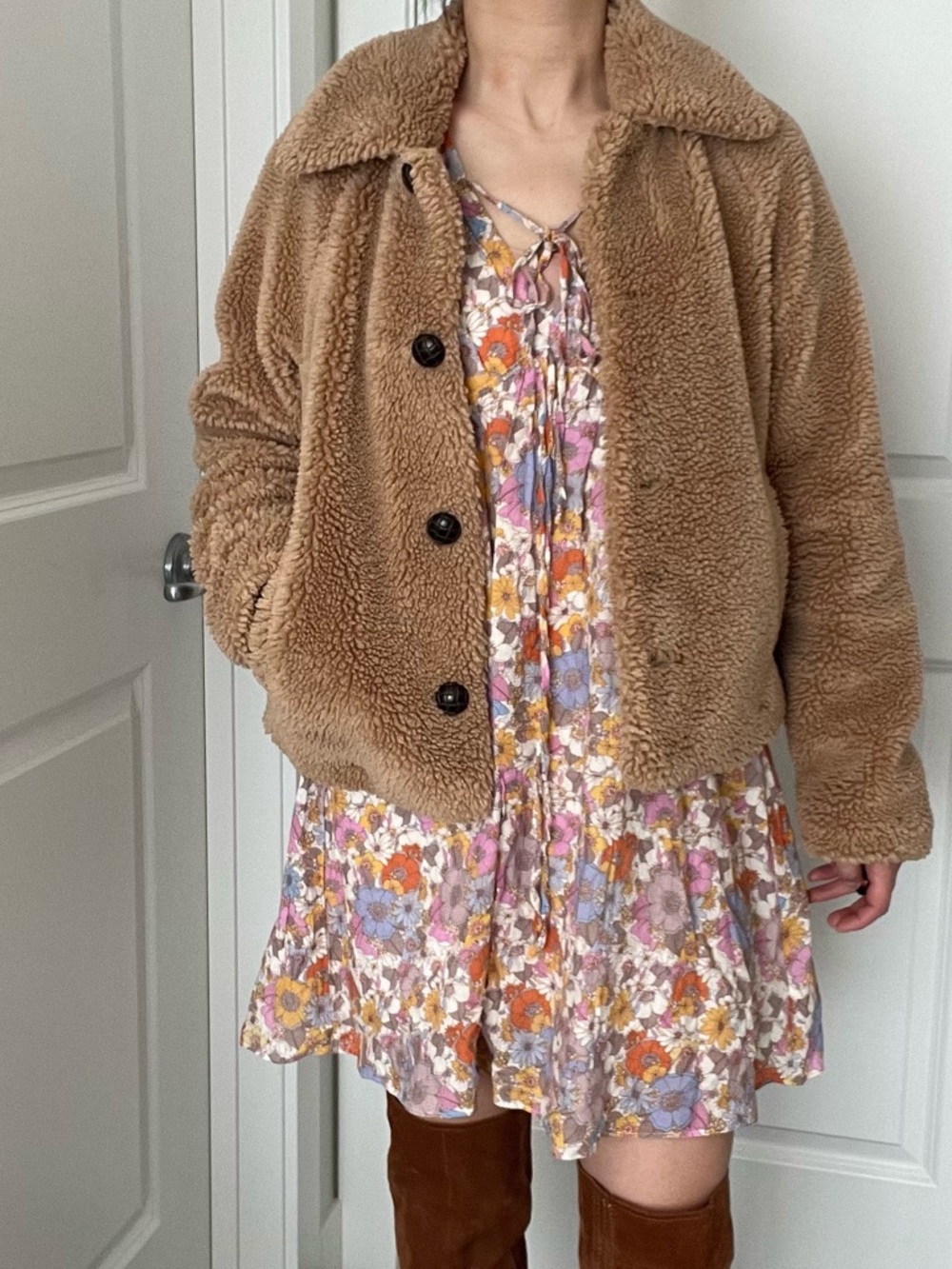 ONLY Teddy Fleece Jacket – Brown – Size XS